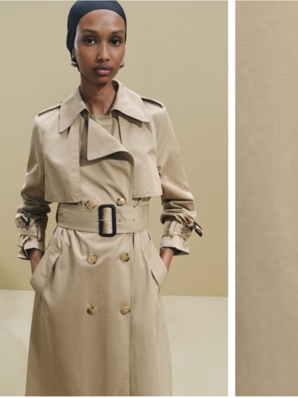 Zara Limited edition pure cotton celeb style Beige Trench Coat with Belt - Women - Picture 2 of 12